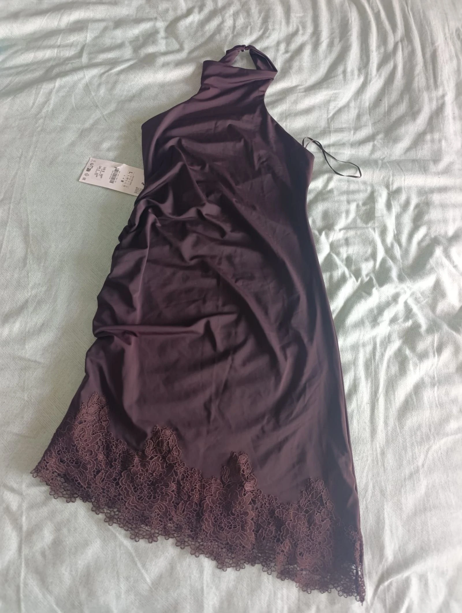 Vestido Zara sexy chocolate atado al cuello talla L